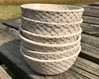 Stoneware Dragon Scale Pottery Soup Bowls Set of 6 Handmade by Daisy Friesen