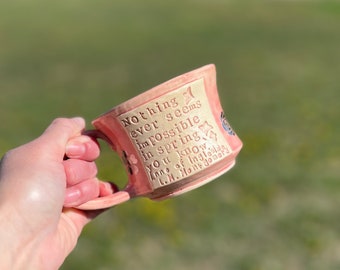 Limited Edition Mug, Classic Literature, Anne of Ingleside, L. M. Montgomery, Spring, Pink, Handmade Pottery by Daisy Friesen