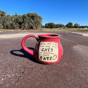 Large Literary Mug, It is not the way of cats..., The Starless Sea, Erin Morgenstern, Raspberry, Cats, Key, Handmade by Daisy Friesen