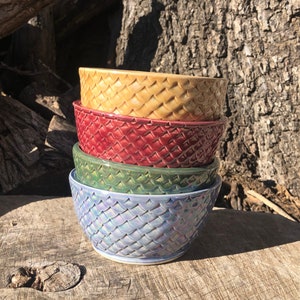 Colorful Dragon Scale Soup Bowls Set of 4, Wedding, Housewarming Gift, Pottery, Kitchenware,  Handmade by Daisy Friesen