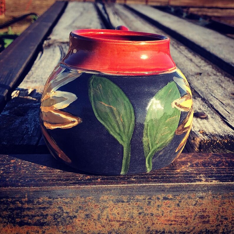 Preorder Sunflower Mug with gold luster Pottery Handmade by Daisy Friesen image 3