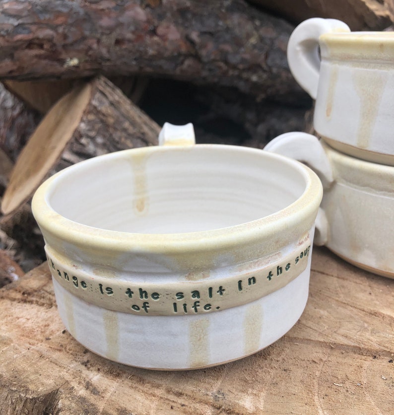 White Soup Mug, Soup of life, Housewarming Gift, Cereal Bowl, Foodie Gift, Dine at Home, Handmade Pottery by Daisy Friesen afbeelding 3