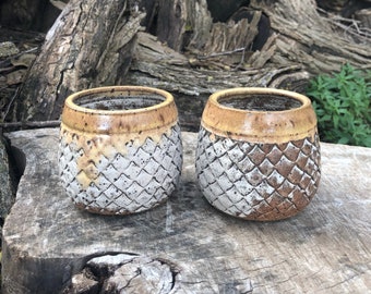 Dragon Scale Wine Cups, Set of Two Tumblers, Mermaid Style Gift, Birthday Gift for Her, Handmade Pottery by Daisy Friesen