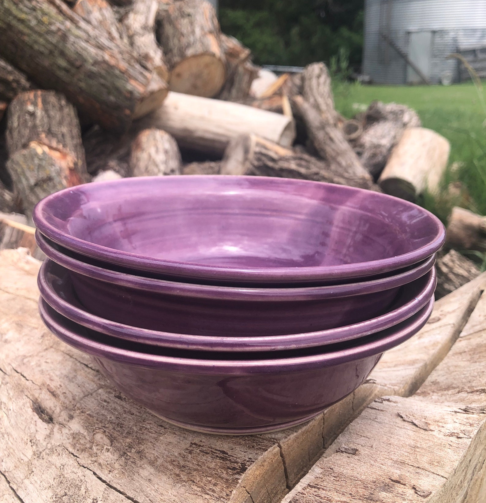Orchid Purple Pottery Soup Bowls Set of 4 Cereal Bowl Etsy