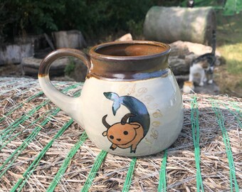 Capricorn Mug, Hand Painted, Brown, Zodiac Sign, Coffee Mug, Birthday Gift, Handmade Pottery by Daisy Friesen