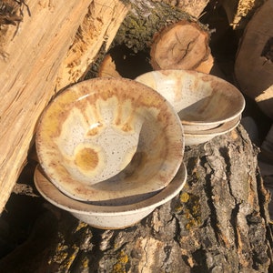 Stoneware Boho Pottery Soup Bowls Set of 4, cereal bowl, Handmade by Daisy Friesen