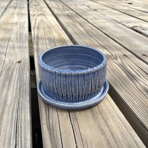 Fluted Periwinkle Blue Planter, Flowerpot, Graduation Gift, Housewarming Gift, Handmade Pottery by Daisy Friesen