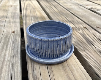 Fluted Periwinkle Blue Planter, Flowerpot, Graduation Gift, Housewarming Gift, Handmade Pottery by Daisy Friesen