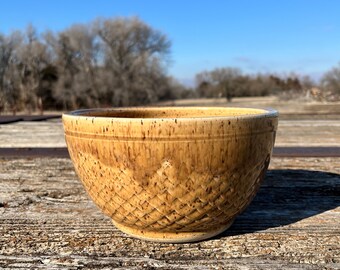 Yellow Dragon Scale Serving Bowl, Mermaid style, wedding gift, home decor, housewarming, Handmade Pottery Daisy Friesen