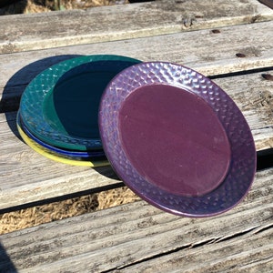 Colorful Dragon Scale Dessert Plates, Housewarming Gift, Bridal Shower, Set of 4 Pottery Kitchenware, Handmade by Daisy Friesen