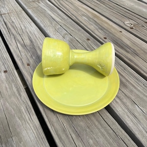 Chartreuse Dragonfly Chalice and Paten Communion Set Wedding Ceremony Religious Church Handmade Pottery by Daisy Friesen