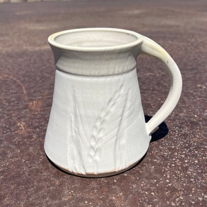 White Kansas Wheat Mug, Housewarming Gift, Graduation Gift, Handmade Pottery by Daisy Friesen