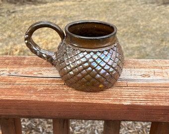 Bronze Brown Dragon Scale Mug, Mermaid Style Gift, Coffee Mug, Tea Cup, Kitchen Cup, Handmade Pottery by Daisy Friesen
