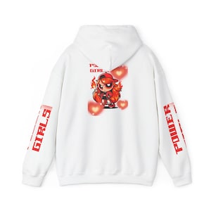 Empowering Girls Hoodie, Fire Sprite Sweatshirt, Cute Character Apparel, Gifts for Her, Empowerment Hooded Sweatshirt