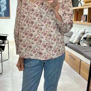 Camicia vintage 1980s stampa floreale misto cotone ispirazione Morris