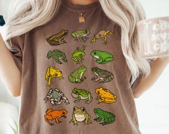 Frog Comfort Colors Shirt, Cottagecore Aesthetic Shirt, Frog Lover Gift, Nature Animal Lover Shirt, Outdoorsy Shirt, Vintage Frog Tee