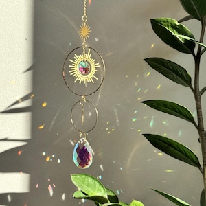 Suncatcher Celestial, Rainbow Maker, Dopamine Decor, Crystal Prism Sun Catcher, Light Catcher, Feng Shui Decor, Hanging Crystal Suncatcher
