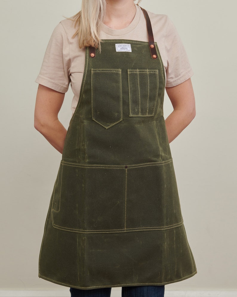 Workshop Apron w/ Leather Y-Strap ARTIFACT Handmade in Omaha, NE zdjęcie 3