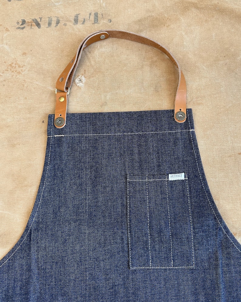 Grill BBQ Apron in Denim ARTIFACT Handmade in Omaha, NE image 4