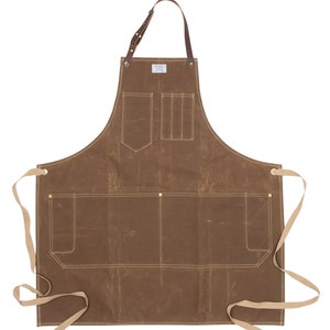 Workshop Apron in Waxed Canvas w/ Removable Leather Strap ARTIFACT Handmade in Omaha, NE Rust Wax