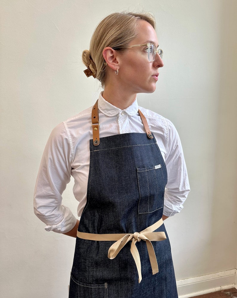 Grill BBQ Apron in Denim ARTIFACT Handmade in Omaha, NE image 2