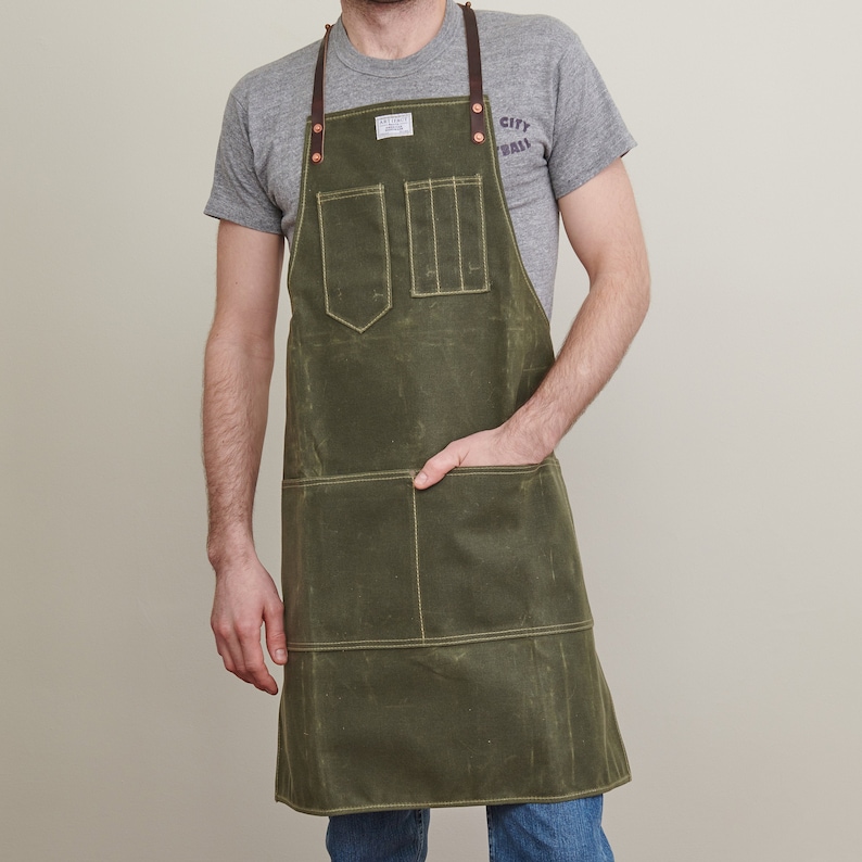 Workshop Apron w/ Leather Y-Strap ARTIFACT Handmade in Omaha, NE zdjęcie 2