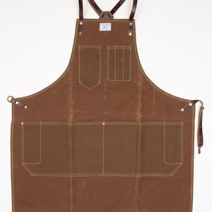 Workshop Apron w/ Leather Y-Strap ARTIFACT Handmade in Omaha, NE Rust Wax Canvas