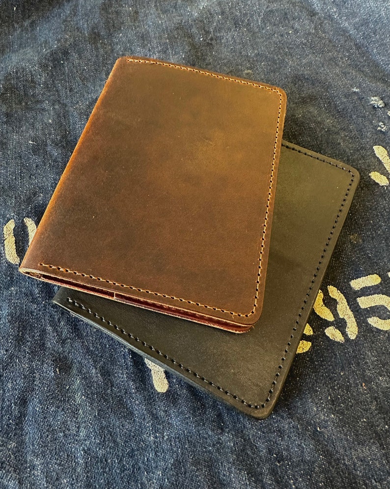 Harness Leather Passport Wallet in Bourbon or Black ARTIFACT Handmade in Omaha, NE image 4