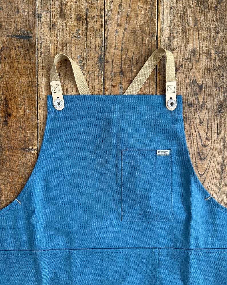 Pottery Ceramicist Split Leg Apron - Handmade in USA Cadet Blue