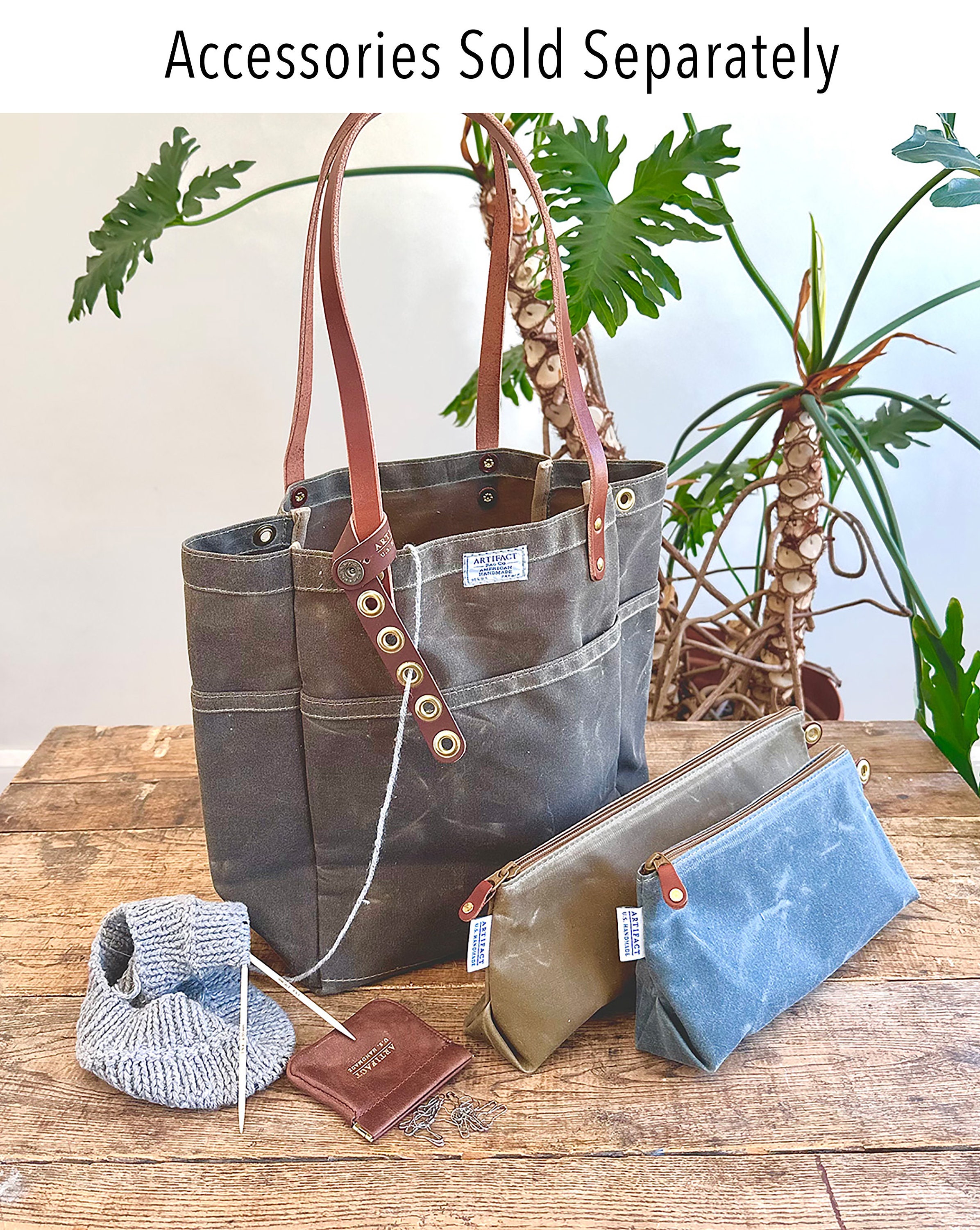 Knitting & Crochet Project Tote Bag in Waxed Canvas | ARTIFACT 