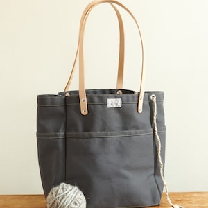 Slate Gray Canvas Project Bag - Made in USA