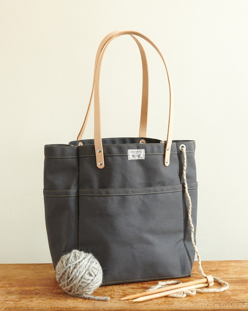 Slate Gray Canvas Project Bag - Made in USA