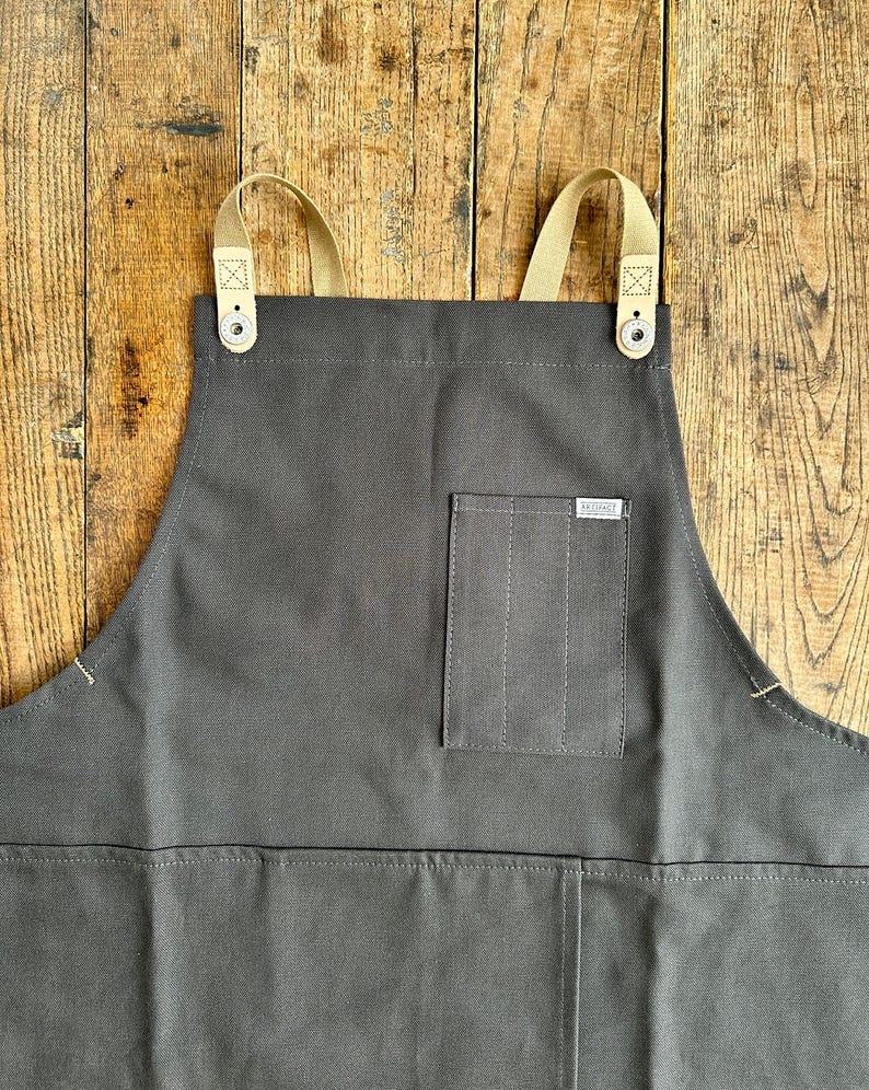 Pottery Ceramicist Split Leg Apron - Handmade in USA Gunmetal Gray
