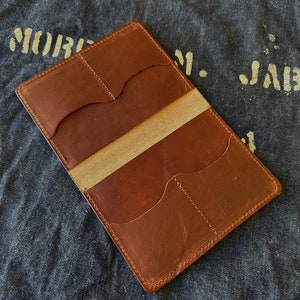 Harness Leather Passport Wallet in Bourbon or Black ARTIFACT Handmade in Omaha, NE image 8