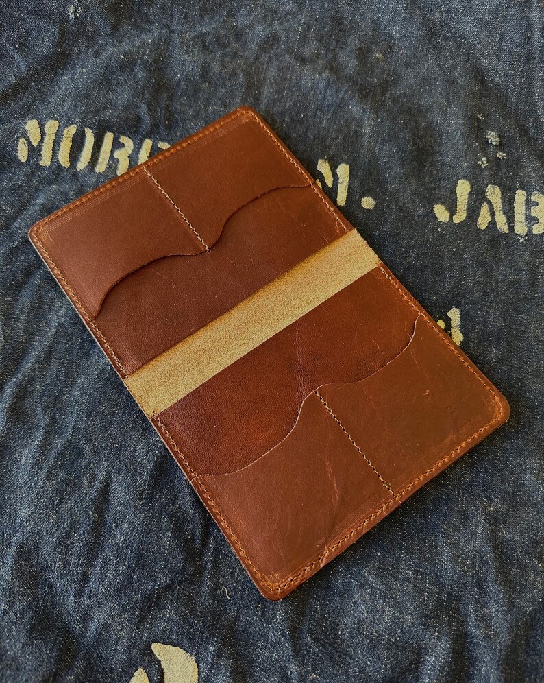 Harness Leather Passport Wallet in Bourbon or Black ARTIFACT Handmade in Omaha, NE image 8