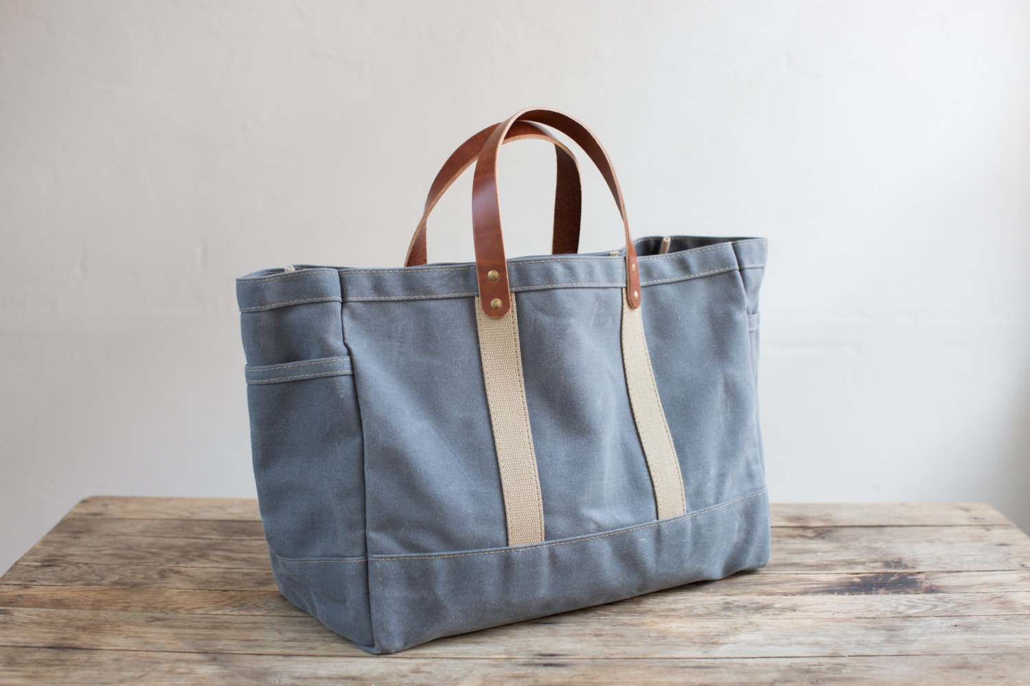 No. 175 Tool / Garden Tote in Slate Waxed Canvas Etsy