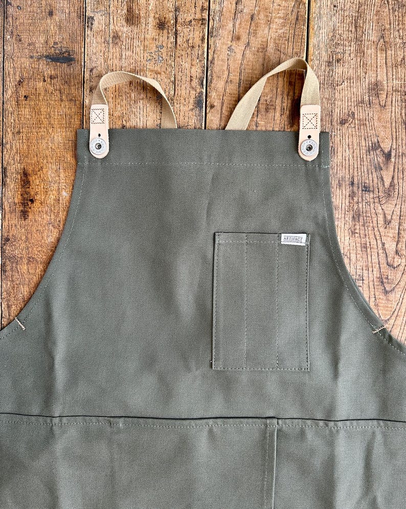 Pottery Ceramicist Split Leg Apron - Handmade in USA Olive