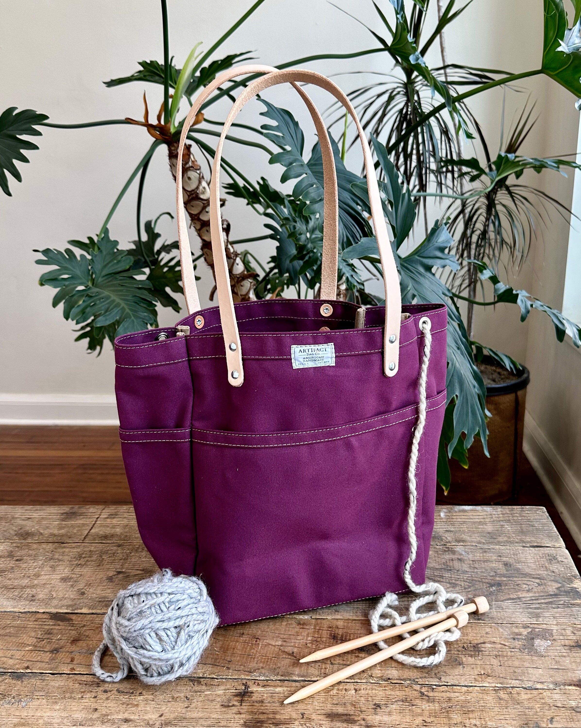 Knitting Project Bags - Handmade Leather Project Bags – Thread and