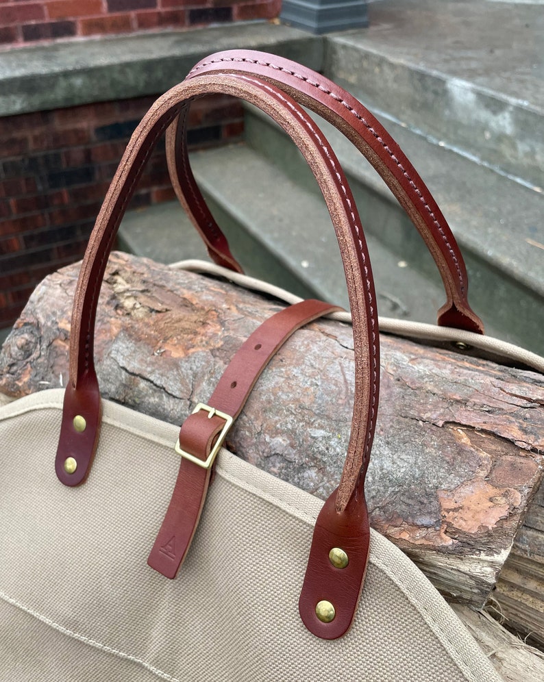 Log Carrier in Heavy Duck Canvas & Leather ARTIFACT Handmade in Omaha, NE image 2