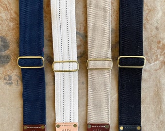 Guitar Strap in Cotton & Leather w/ Solid Brass Hardware | ARTIFACT - Handmade in Omaha, NE