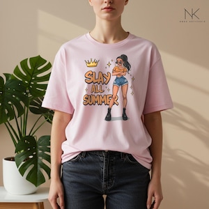 Slay All Summer Girl Design, Teen Queen Summer Vibes PNG, Confident Fashion Clipart For Sublimation