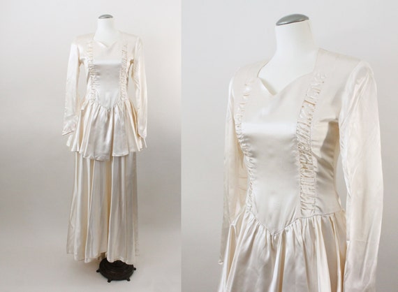 40s wedding dress - vintage satin ivory wedding dr