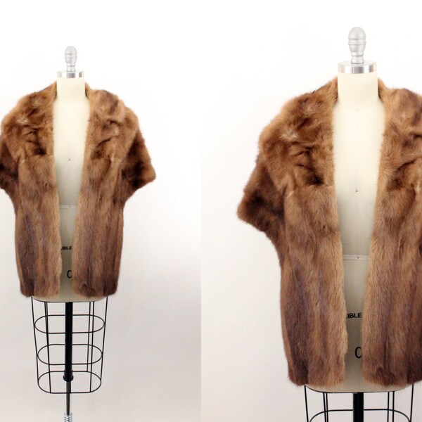 mink stole-  1950s mink fur cape -  50s vintage fur stole - bridal fur wrap