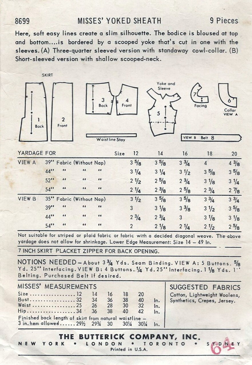 60s Dress Pattern Roll Collar Sheath Dress Vintage Sewing - Etsy
