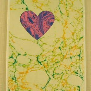 SHC113 mano artigianale in seta marmorizzata cuore Card dice "I Love You" elegantemente.