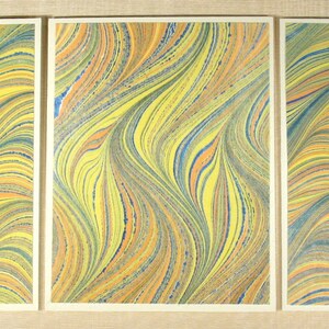 Notas Tarjetas SCST155 Conjunto de tres cartas de notas de seda de mármol de mano en remolinos multicolores de Brooklyn Marbling
