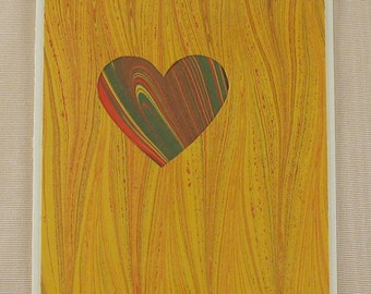 SHC111  Hand crafted marbled silk Heart Card says "I love you" in a festive way!