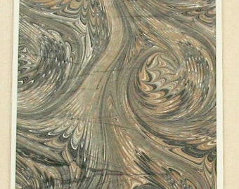 SSC128  Note Card of Hand Marbled Silk in Browns and Black. Free Shipping!