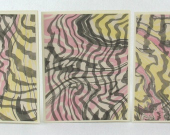 Note Cards SCST127 Suminagashi Marbled Silk in Sets of Three from Brooklyn Marbling