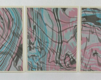 Note Cards SCST117 Hand Marbled Silk in Sets of Three from Brooklyn Marbling